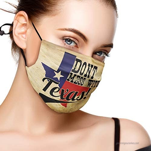 Dont Mess With Texas Vintage Face Mask With Filter Pocket Washable Reusable Face Bandanas Balaclava With 2 Pcs Filters