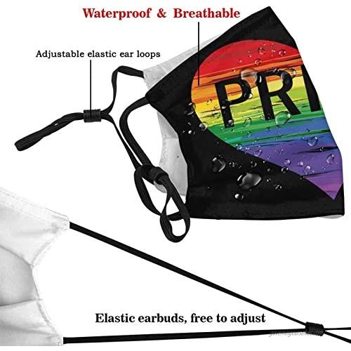 Gay Love Lgbt Rainbow Heart Fashion Scarf Bandana Face Mask Reusable Adjustable Windproof Washable Unisex