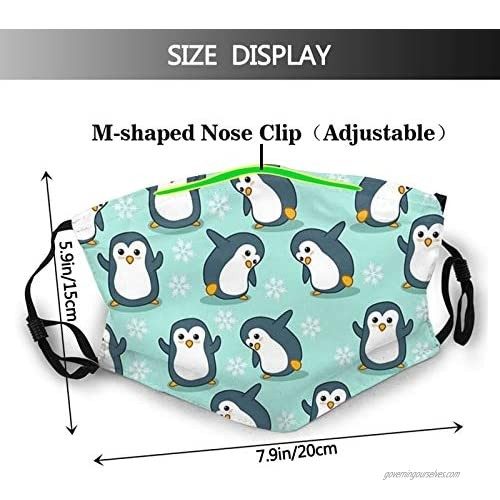 I'M Not Short I'M Penguin Size Face Mask Unisex Balaclava Mouth Cover With Filter Windproof Dustproof Adjustable Mask