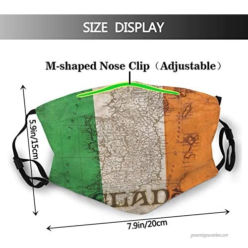 Ireland Vintage Flag Irish Emblem Unisex Adjustable Earloop Face Anti Dust Mouth Mask