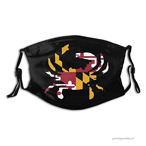Maryland Full Flag Crab Outdoor Mask Protective 5-Layer Activated Carbon Filters Adult Men Women Bandana