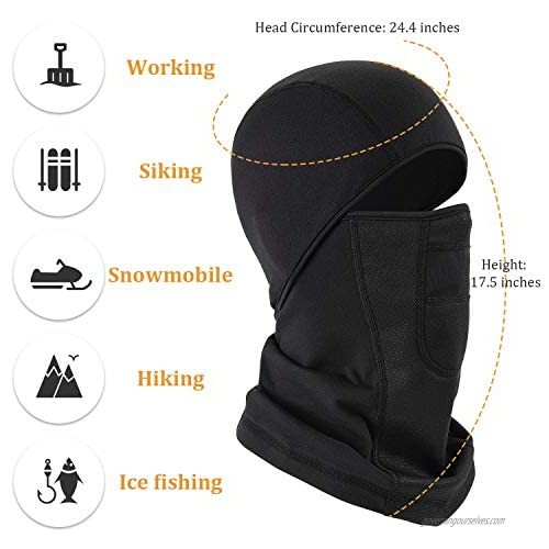 MIRACOL Balaclava Ski Face Mask Waterproof Windproof Thermal Fleece Neck Gaiter Winter Sports Headwear for Skiing