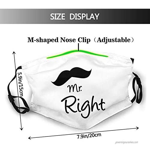 Mr and Mrs Washable Cloth Face Mask Breathable Face Scarf Reusable for Adult Women Men Teenager