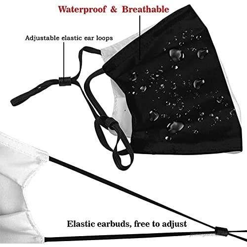 Split Black and White Face Mask with 6 Pcs Filters Washable Breathable Reusable Adjustable Balaclavas