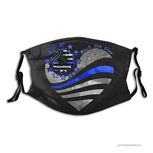 Thin Blue Line Face Mask Bandanas Balaclava  Washable Breathable With 2 Filters  For Men Women &Teenage