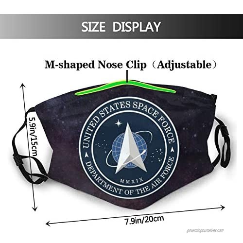 U.S. Air Force Face Mask for Adults Reusable Fashion Scarves Waterproof with 6 Filters for Women Men