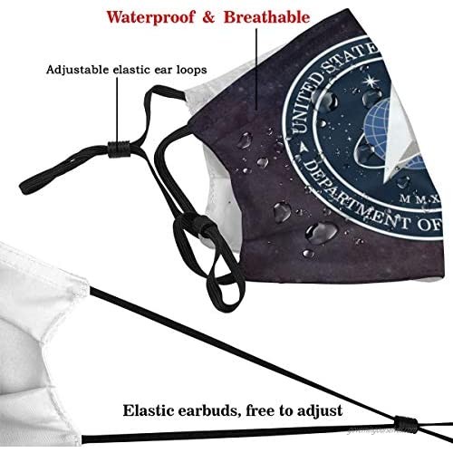 U.S. Air Force Face Mask for Adults Reusable Fashion Scarves Waterproof with 6 Filters for Women Men