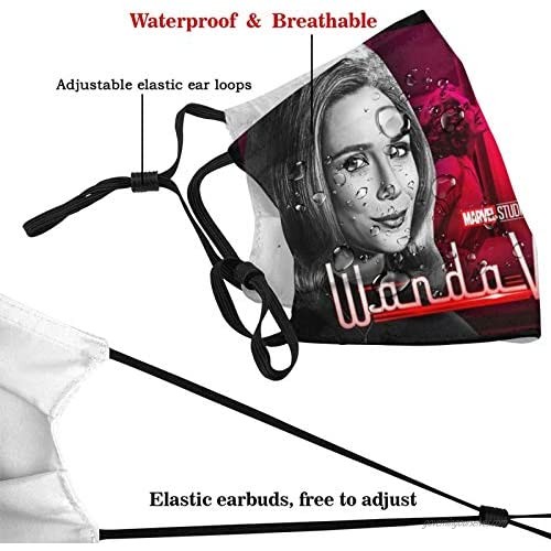 WandaVision Face Mask Anti Haze with 2 Filters Adjustable Reusable Washable Bandana