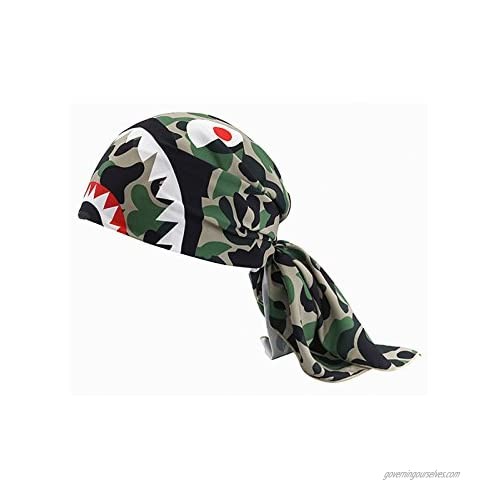 Xshelley Camouflage Green Shark Versatile Face Mask Shields - Casual Balaclava Headwear- Stretchable Bandana Headbands- Wind/Sun/UV Protection- for Cycling Motorcycling Fishing Hunting Hiking