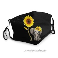 You are My Sunshine-Sunflower Elephant Hippie Face Mask Men's Women's Outdoor Reusable and Washable Adjustable Balaclavas