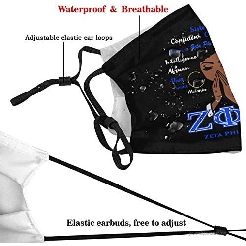 Zeta Phi Beta Men'S Women'S Face Protective Balaclava Mouth Cover With Windproof Dustproof Adjustable Elastic Strap 2pcs