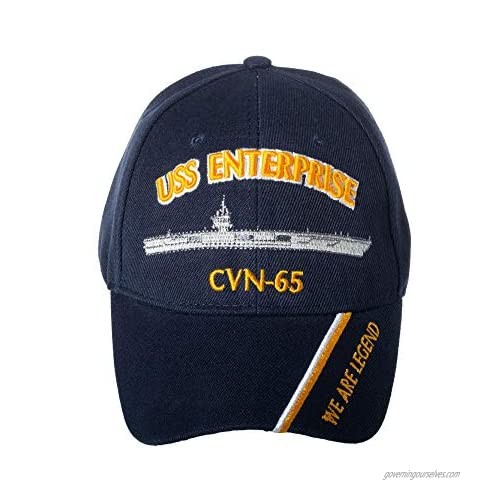 Artisan Owl Officially Licensed USS Enterprise CVN-65 Embroidered Navy Blue Baseball Cap