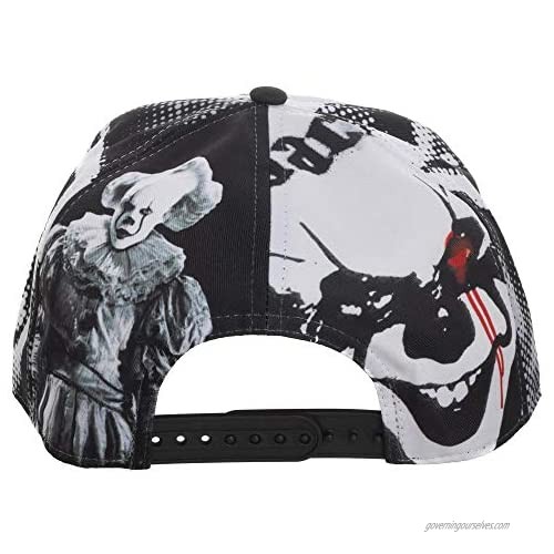 Bioworld IT Pennywise Black and White Sublimated Print Snapback Hat