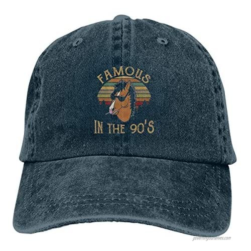 Bojack-Horseman-Famous-In-The-90-S- Unisex Vintage Washed Distressed Baseball-Cap Twill Adjustable Dad-Hat