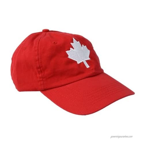 Canada Maple Leaf Hat | Canadian Pride Embroidered Adult Twill Red Baseball Cap