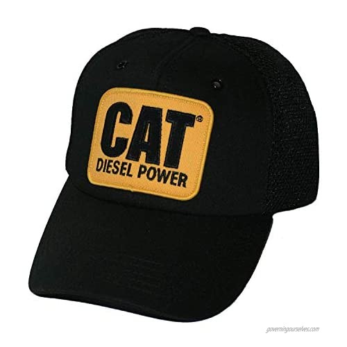 Caterpillar CAT Diesel Power Old School Retro Looking Black & Yellow Mesh Cap/Hat