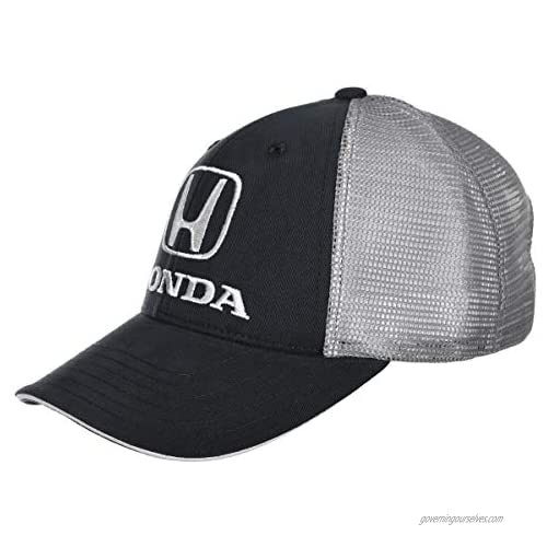 Checkered Flag Mens Honda Auto Logo Adjustable Trucker Cap Black-Gray Blue-Gray