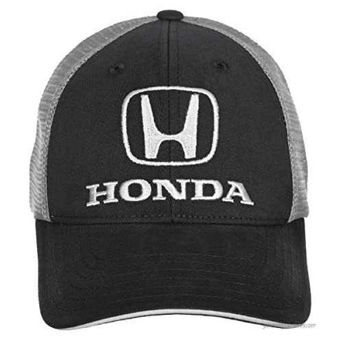 Checkered Flag Mens Honda Auto Logo Adjustable Trucker Cap Black-Gray Blue-Gray