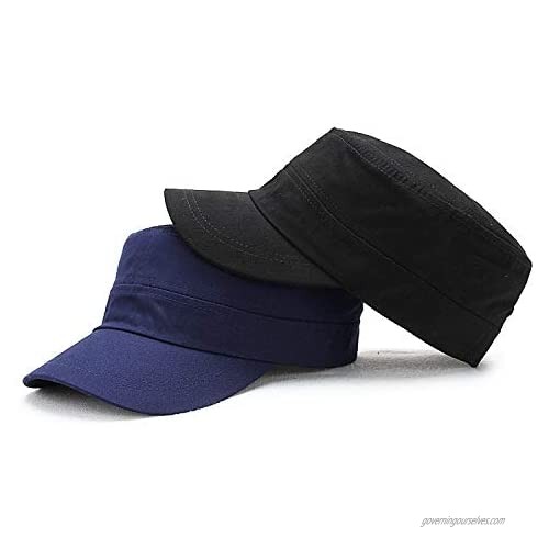Fasbys Unisex Military Hat Men Women 100% Cotton Twill Flat Top Baseball Cap Adjustable Cadet Cap