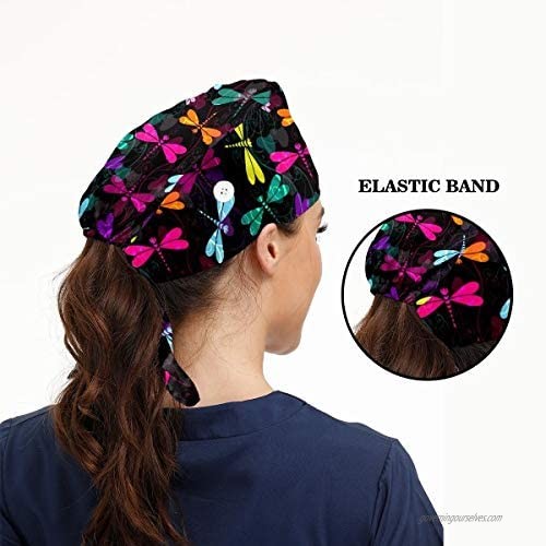 Fashion Working Caps with Buttons Adjustable Sweatband Tie Back Working Hats for Women Men