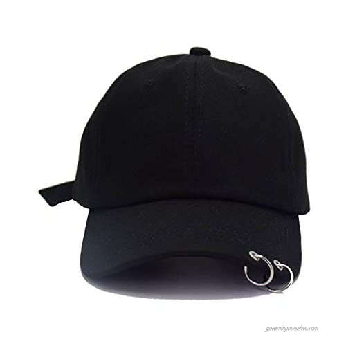 Kokkn Baseball Cap K-pop Boys Outdoor Iron Ring Snapback Hat Casual Adjustable Dad Hat Hip Hop Hat