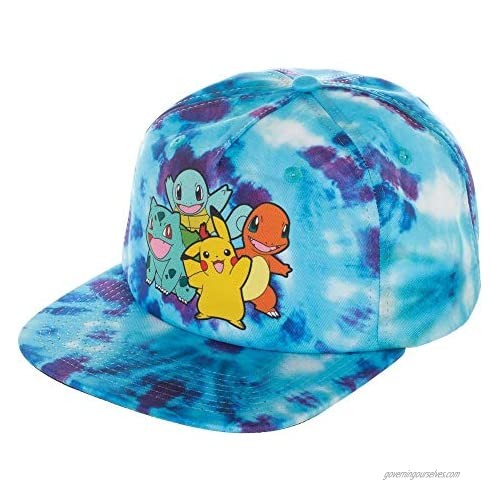 Pokemon Gotta Catch 'Em All Blue Tie Dye Group Slouch Snapback