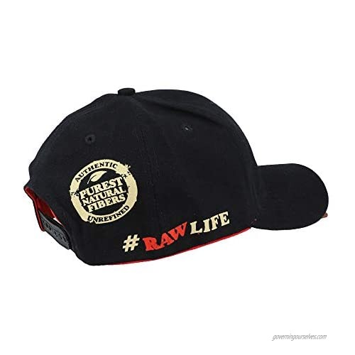 RAW Black Hat Unisex Original Promo Curved Bill Adjustable Cap | Mens and Womens Stylish Smokers Snap Back Hat
