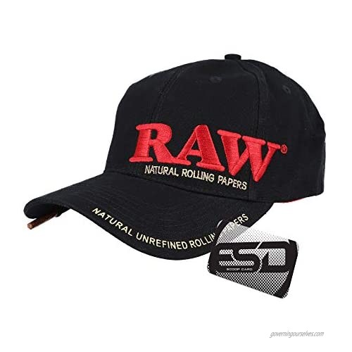 RAW Black Hat Unisex Original Promo Curved Bill Adjustable Cap | Mens and Womens Stylish Smokers Snap Back Hat