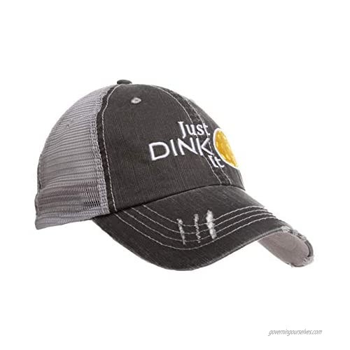 Tennis Addiction- Pickleball- Just Dink It- Fun Pickleball Distressed Trucker Hat Gift Black