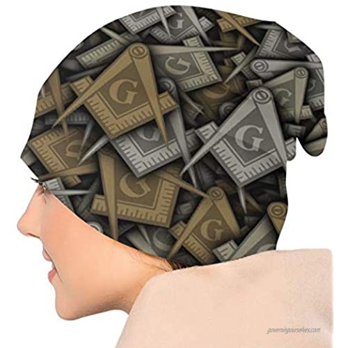 antfeagor Masonic Logo Beanie Fashion Baggy Hat Slouchy Skull Cap for Men Women