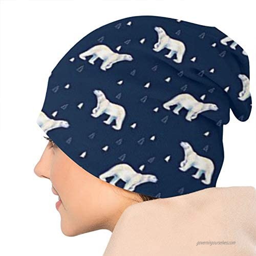 antkondnm Polar Bear Dark Navy Fashion Adult Men's Knit Hat Baggy Cap Hedging Head Hat