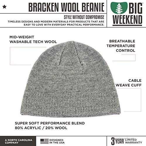 Big Weekend Bracken Beanie - Mid-Weight Tech Wool Blend Beanie for Warm