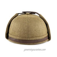 Blend Docker Beanie Hat Adjustable Leather Buckle Vintage Style Pilot Hat Brimless Earflap Cap