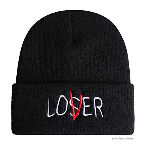JiaoZhen Beanie Embroidery Winter Hat Cotton Knitted Hat Lover Loser Skullies Beanies Hat Hip Hop Knit Cap Casual