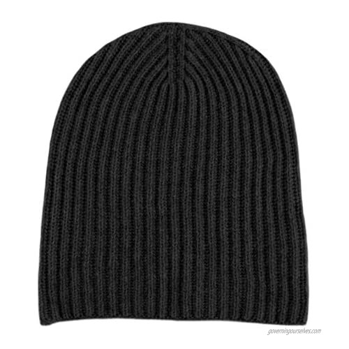 Love Cashmere Mens Ribbed 100% Cashmere Beanie Hat - Charcoal Gray - Made in Scotland RRP $180