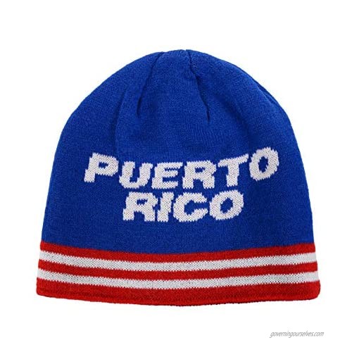 Puerto Rico Beanie Cap Winter Hat Blue