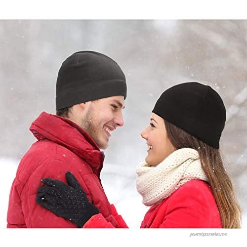 SATINIOR 6 PCS Winter Warm Beanie Hat Fleece Cap and Touchscreen Thermal Anti-Slip Gloves