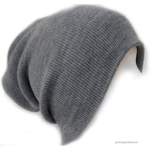 Slouchy Beanie Slouch Skull Hat Ski Hat Snowboard Hat Ribbed Beanie One Size Light Grey