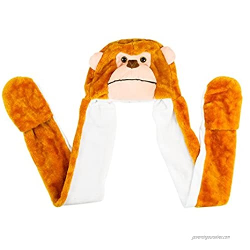 Super Z Outlet Cute Plush Animal Head Winter Hat Warm Winter Fashion Clothing Accessories (Monkey (Long))