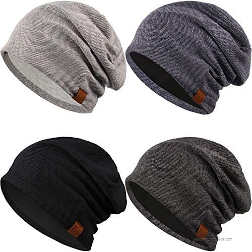 Syhood 4 Pieces Slouchy Beanie Hat Oversized Skull Cap Winter Warm Knitted Hat for Women Men Winter Accessories