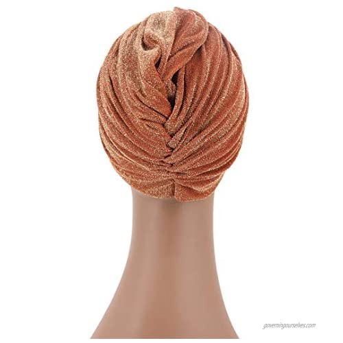 Vimoisa Unisex Metallic Turban Hat Headwrap Chemo Cap Indian Hat Yoga Cap