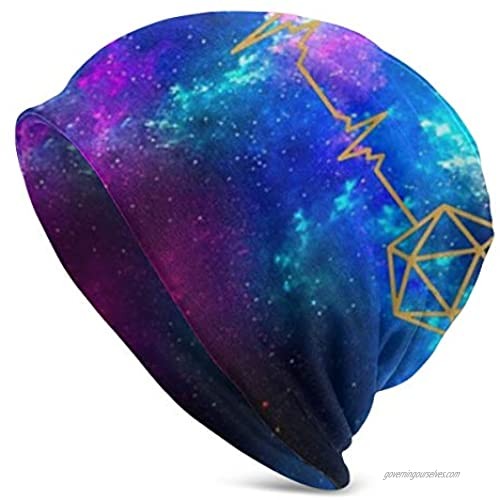 WTTMLsys D20 Dice DND Heartbeat - Slaying Dragons in Dungeons Beanie Hat Cap Winter Caps Hats Cuffed Plain Skull Cap for Men Women Christmas
