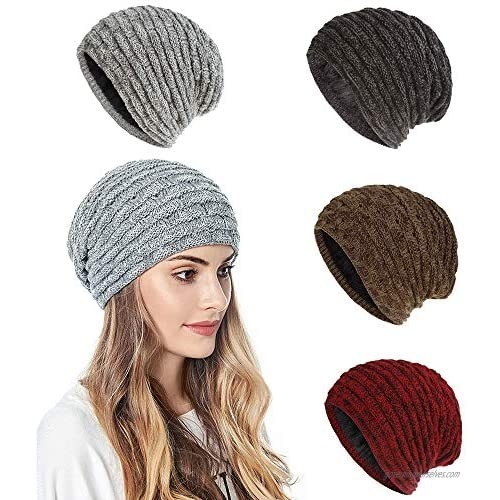 XYLS Winter Stretchy Soft Beanie Knit Hats Skull Cap Warm Trendy Chunky Winter Hat for Men & Women