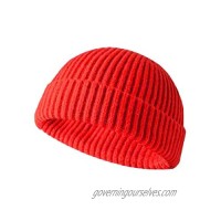 Y&J Winter Knit Cuff Beanie Cap Trawler Beanie Hat Short Fisherman Skull Cap Wool Beanie for Men Women. (One Size fit Most  Bright red)