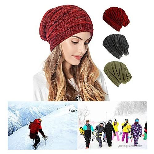 ZffXH Winter Hat Knit Beanie Warm Stretchy Chunky Cable Beanie Fleece Lined Skull Cap