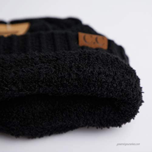 C.C Hatsandscarf Exclusives Unisex Soft Stretch Fuzzy Sherpa Lined Beanie Hat (HAT-25)