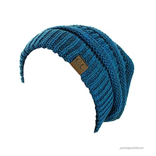 C.C Trendy Warm Chunky Soft Stretch Cable Knit Beanie Skully Teal/Blue