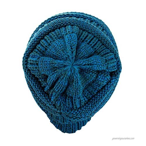C.C Trendy Warm Chunky Soft Stretch Cable Knit Beanie Skully Teal/Blue