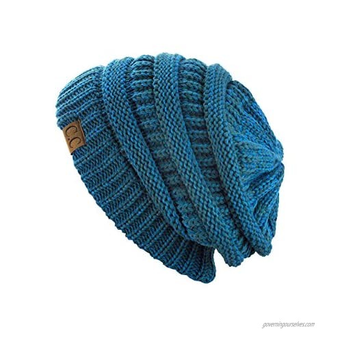 C.C Trendy Warm Chunky Soft Stretch Cable Knit Beanie Skully  Teal/Blue