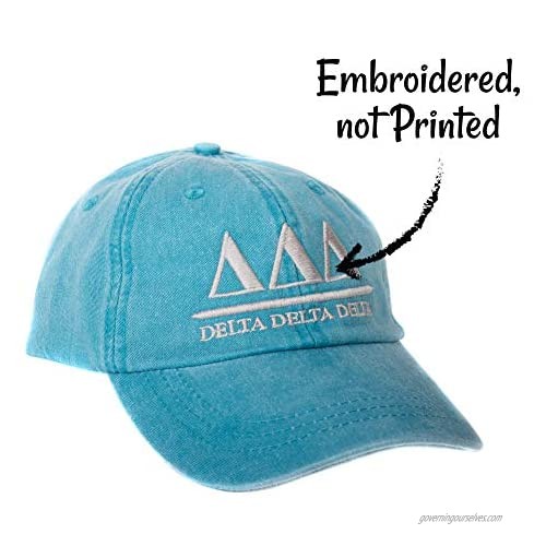 Delta Delta Delta (B) Sorority Embroidered Baseball Hat Cap Cursive Name Font Tri Delta